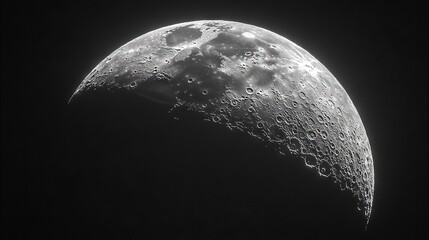 Sticker -   A monochromatic picture depicts the lunar surface with water droplets, contrasting the dark backdrop of the night sky