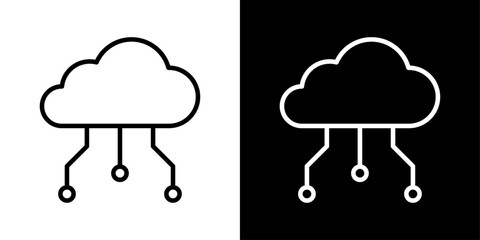 Wall Mural - Cloud computing thin line vector icon set.