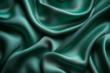 Poster - soft green satin fabric draping elegantly in natural light