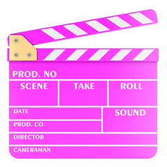 Poster - pink clapperboard, 3d rendering isolated on transparent background