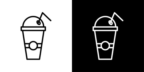 Poster - Plastic drinking cup thin line vector icon set.