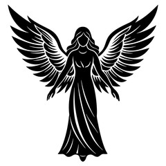 Sticker - Elegant Angel Silhouette Vector Art