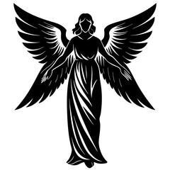 Sticker - Elegant Angel Silhouette Vector Art