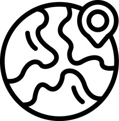 Poster - simple black and white line art icon of a global positioning system locating a point on earth