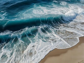 Wall Mural - Waves of ocean coming to beach, beautiful fresh waves of the sea, landscape view