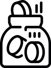 Poster - Simple icon of a glass jar receiving coins, illustrating the concept of saving money