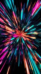 Poster - Vibrant neon lights explode from the center, creating a dynamic, futuristic feel perfect for modern party themes and nightlife