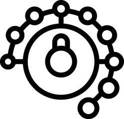 Poster - System security icon showing a network being secured by a padlock