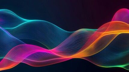 Poster - Colorful digital wave is flowing in cyberspace, creating a sense of movement and energy. This abstract background is perfect for technology, science, and music projects