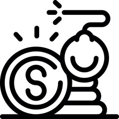 Poster - Stack of coins with a lit bomb on top, symbolizing financial risk and economic downturn