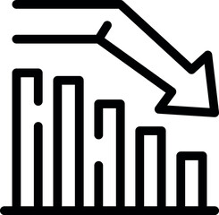 Poster - Simple vector icon representing a bar graph with a big arrow pointing down