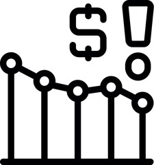 Poster - Line graph showing inflation with dollar sign and exclamation mark