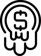 Poster - Minimalist vector illustration depicting a dollar coin melting, symbolizing the concept of financial crisis