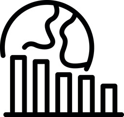Poster - Simple vector showing a decreasing bar graph with an earth icon, representing the concept of global recession