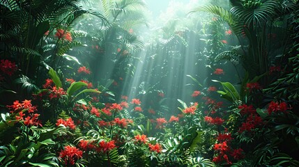 Sticker - Sunlight Through Lush Rainforest Canopy