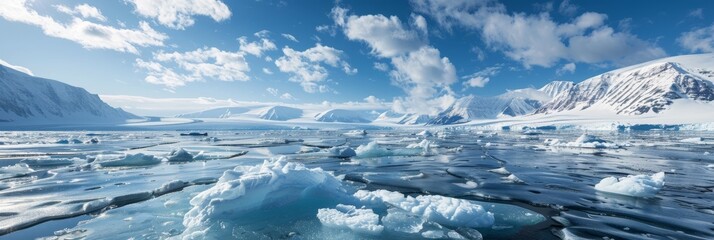 Wall Mural - A large body of water is covered in ice