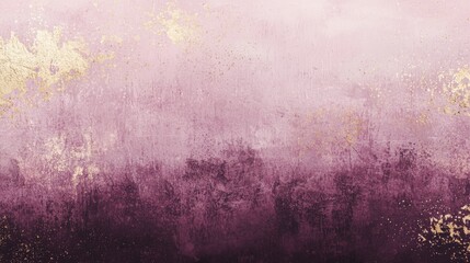 Poster - Elegant purple and pink ombre background with grunge texture and golden splashes, perfect for creative projects like web banners and wedding invitations