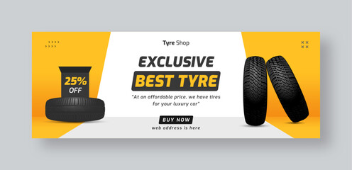 Poster - Tire shop social media facebook cover web banner template, auto repair shop banner