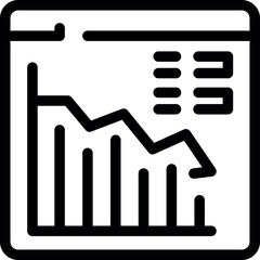 Poster - Line chart going down on a website, showing a negative trend in statistics
