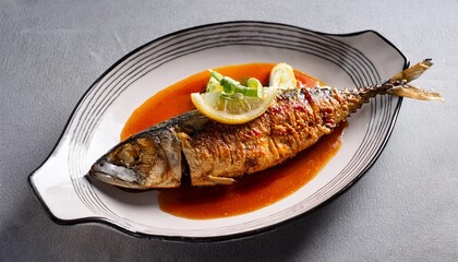 Fried mackerel with a sweet and sour sauce