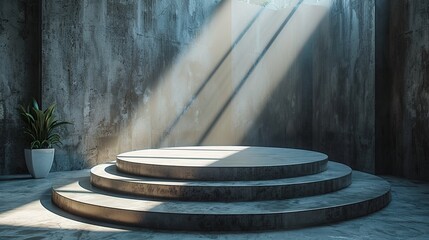 Wall Mural - Concrete Minimalist Platform with Sunlight