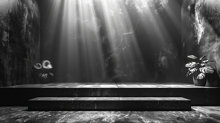 Canvas Print - Concrete Stage With Light Rays