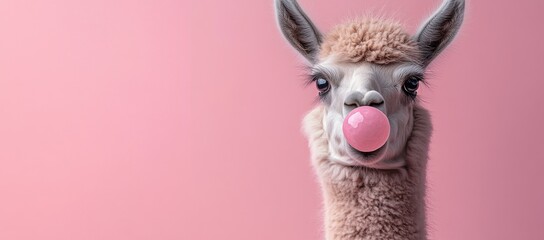 Wall Mural - Alpaca Chewing Bubble Gum