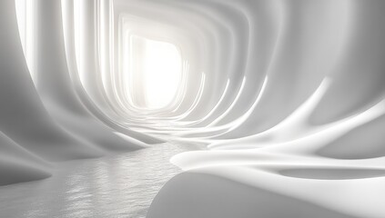 Poster - Abstract White Tunnel: A Journey Through Light and Form