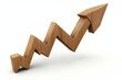 © Leo - Wooden zigzag arrow pointing upwards representing organic growth sustainability and natural progress suitable for eco friendly business and financial content in marketing and branding