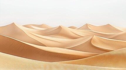 Wall Mural -  A painting captures a desert landscape featuring sand dunes in the foreground and a blue sky in the background