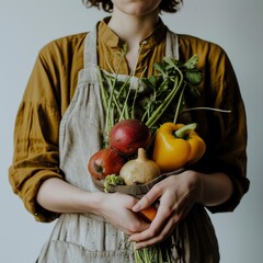 real image someone holding vegetables,generative ai