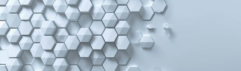 Wall Mural - White geometric hexagonal pattern on a clean, modern background.
