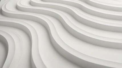 close-up group white wavy lines that create wave-like 3d illustr