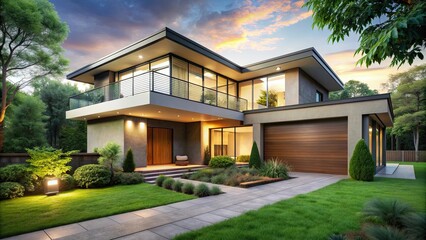 Contemporary home with lush green surroundings and serene atmosphere, Tranquil, Paradise, Modern, Home, House