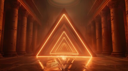 Poster - Glowing Triangle Portal in Ancient Hallway