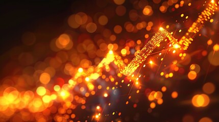 Wall Mural - Golden Abstract Background with Glittering Lights and Bokeh