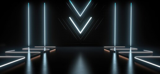 Abstract Neon Lights on a Geometric Stage