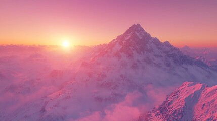 Canvas Print -   A mountain peak viewed from below as dawn breaks