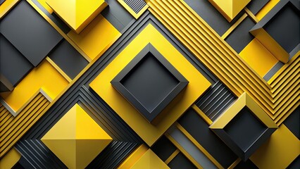 Modern abstract geometric art with bold yellow and black colors , art, abstract, geometric, modern, design, vibrant