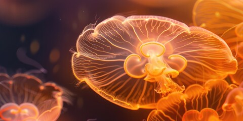 Sticker - Captivating video footage of the mesmerizing beauty and graceful movements of moon jellyfish