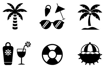 Poster - set of summer icons vector illustrations