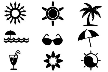 Poster - set of summer icons vector illustrations