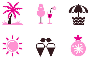 Wall Mural - summer beach icons set vector illustrations