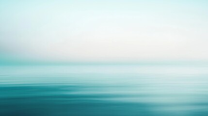 Poster - Blurred background depicting a turquoise water surface merging with a pale sky, perfect for minimalist designs and concepts related to nature and serenity