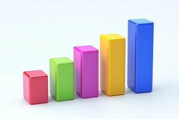 Illustration of colorful bar charts in 3D symbolizing financial growth data analysis and the visual representation of economic success