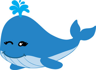 cute whale cartoon, sea animal