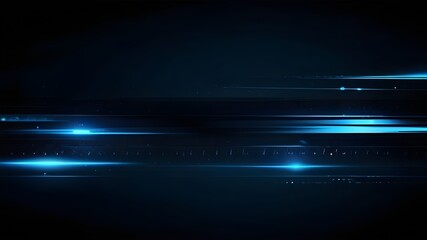 Black and blue wide modern abstract technology background with glowing high-speed and movement blue light effect. Vector illustration Generative AI