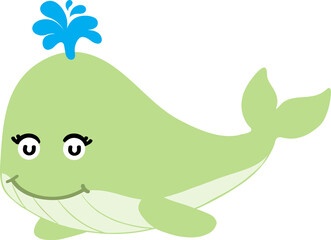 cute whale cartoon, sea animal