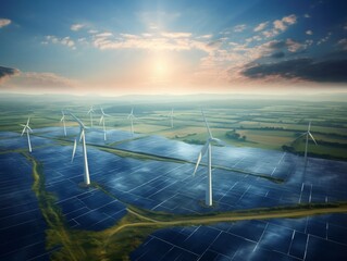 Wall Mural - Softly Organic Power Photorealistic Vista of Renewables