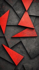Poster - An abstract arrangement of black and red geometric shapes creates a bold visual statement